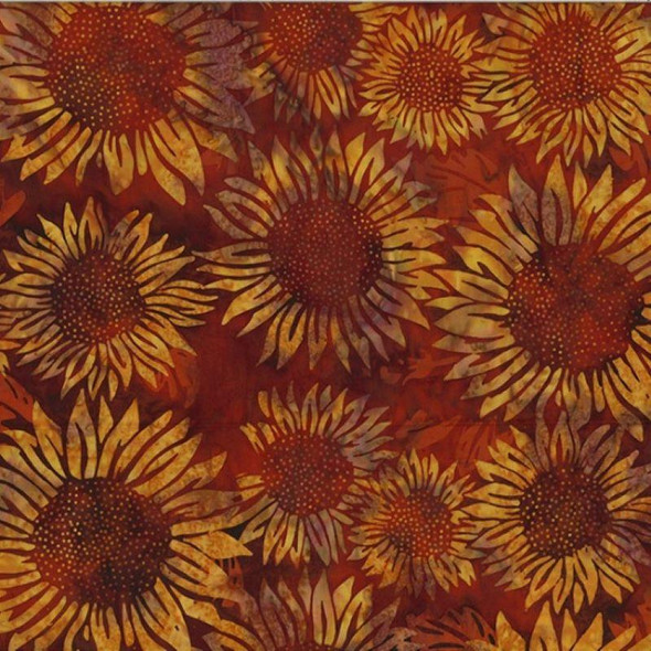 Hoffman Bali Batik V2546-389 Sunflower Bali Paprika | Per Half-Yard