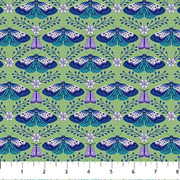 Northcott Water's Edge 26714-76 Green Flutter Moths & Mayflies | Per Half Yard