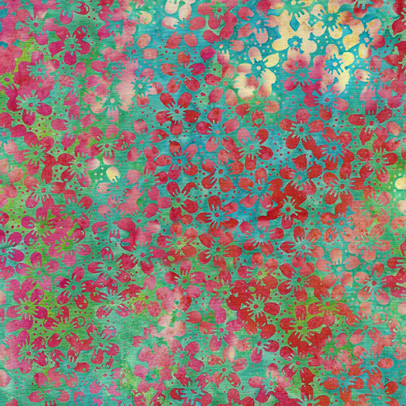 Island Batik Pin Dot Floral 112330965 Mini Floral Teal Chameleon | Per Half Yard