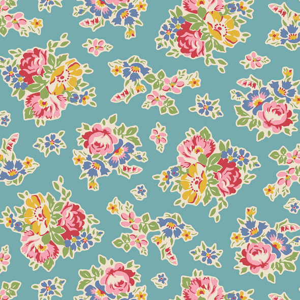 Tilda Jubilee 25th Anniversary - Sue Teal Floral | Priced per Half Yard