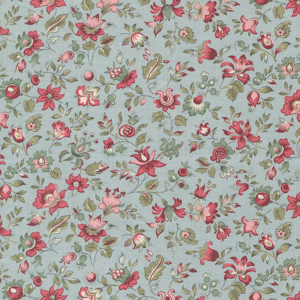 Moda French General Antoinette 13952 13 Ciel Blue Picardie Small Floral| Per Half Yard