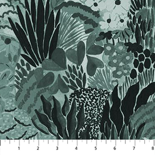 Figo Green World RC90886-62 Teal Garden Digitally Printed on Recycled Cotton| Per Half Yard