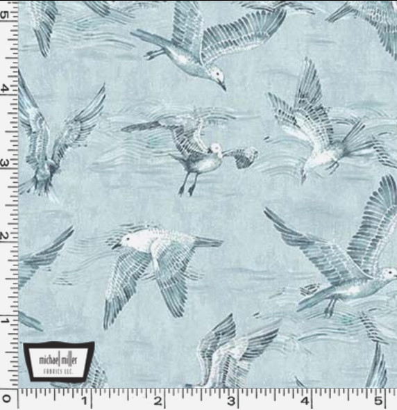 Michael Miller Coastal Living CX11440 Blue Seagull Flock | Per Half Yard