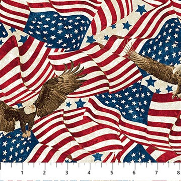 Northcott Stars and Stripes 12 | Flags and Eagles Cream Multi 27013-11 | Per Half Yard