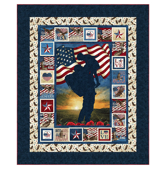 Pattern:  Around the Block - Patriotic Lap Quilt featuring Northcott Stars & Stripes and Stonehenge