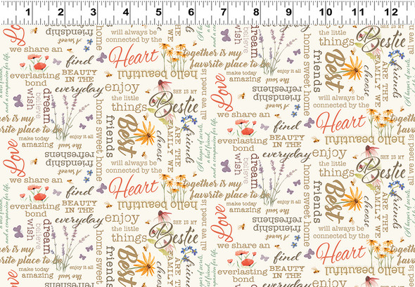 Clothworks Enjoy The Little Things Digital Words Text Y4064-2 Light Cream| Per Half Yard