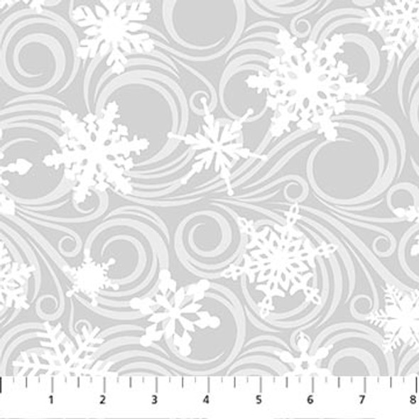 Northcott Big Chill MINKY 60" MK10474-90 Gray with White Snowflakes | Sold By Half-Yard