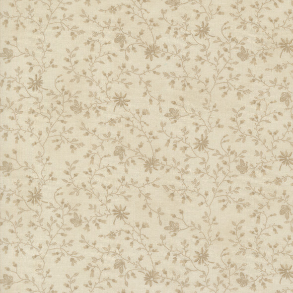 Moda 3 Sisters Favorites Vintage Linens 44361-15 Taupe Small Floral Leaf Vine Butterfly Tonal | Per Half Yard