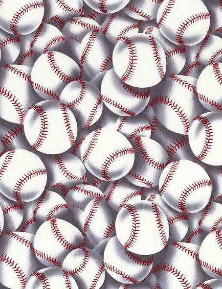 Timeless Treasures SPORT-C2159 White Packed Baseballs | Per Half Yard