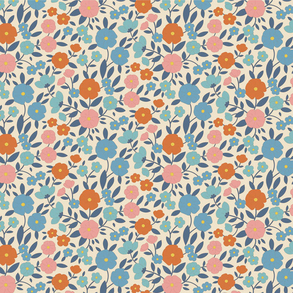 Tilda Wallflower 100616 Janice Caramel Floral | SOLD BY THE HALF