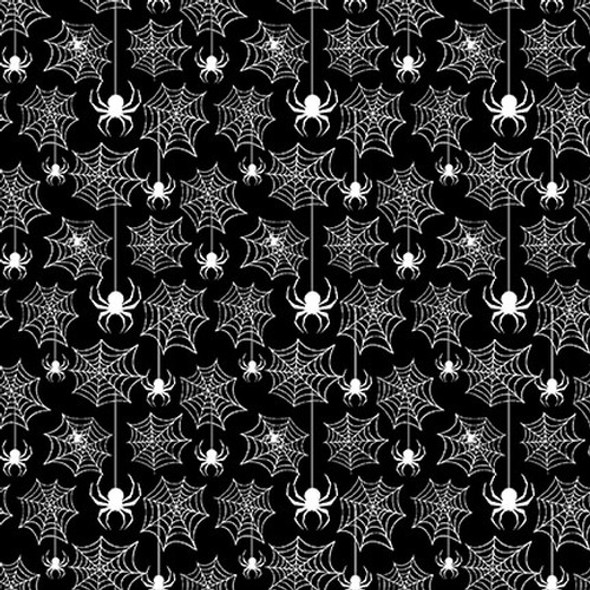 Olde Salem Black Hat Society 323G-99 Black Spiderweb Glow In the Dark Fabric | Per Half Yard