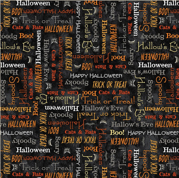 Windham Fabrics Hallow's Eve Trick or Treat Night Halloween Words 54449-3 | SOLD BY THE HALF-YARD Windham Fabrics Hallow's Eve Trick or Treat Night Halloween Words 54449-3 | SOLD BY THE HALF-YARD