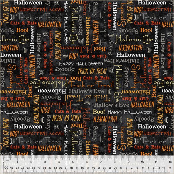 Windham Fabrics Hallow's Eve Trick or Treat Night Halloween Words 54449-3 | SOLD BY THE HALF-YARD Windham Fabrics Hallow's Eve Trick or Treat Night Halloween Words 54449-3 | SOLD BY THE HALF-YARD