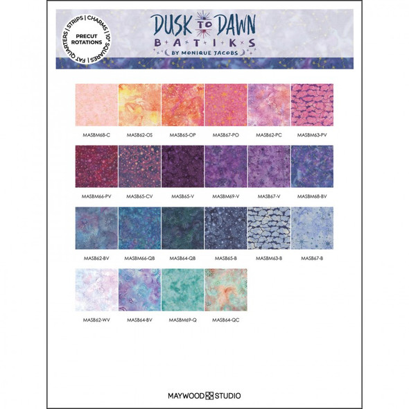 Dusk to Dawn Batik 10 Inch Squares by Maywood Studio 42 pcs