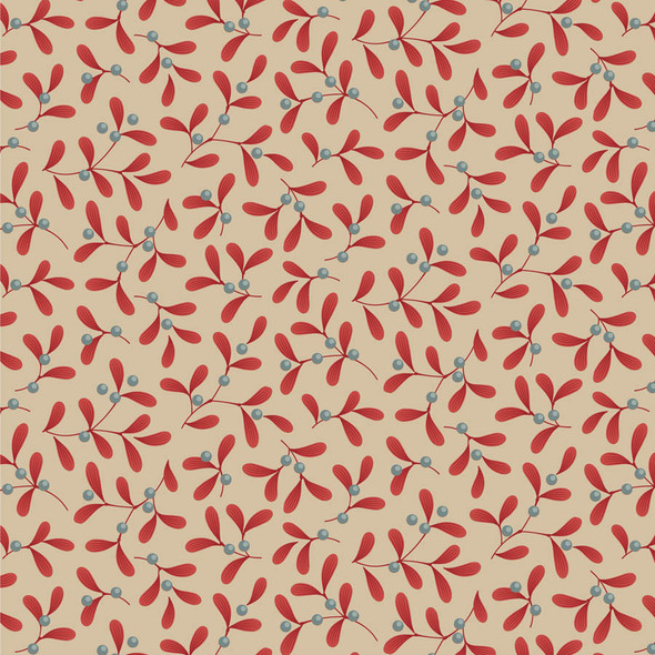 Tilda Merry Little Christmas Mistletoe Red 100623 | SOLD BY THE HALF-YARD