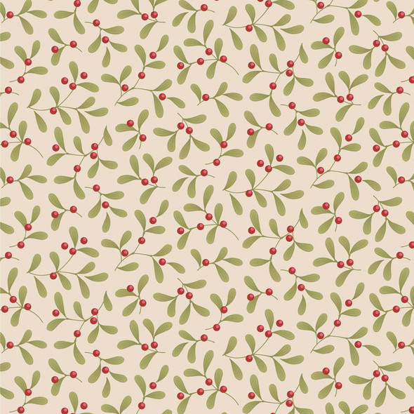 Tilda Merry Little Christmas 100639 Mistletoe Cream| SOLD BY THE HALF-YARD