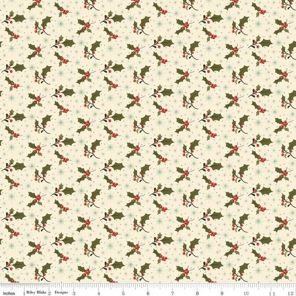 Glisten by Sandy Gervais for Riley Blake C16224 Holly Eggnog | SOLD BY THE HALF-YARD