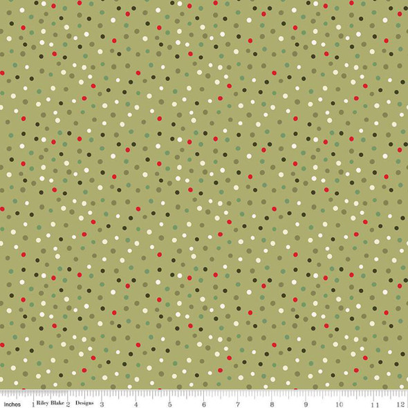 Glisten by Sandy Gervais for Riley Blake C16228 Olive Green Dots | SOLD BY THE HALF-YARD
