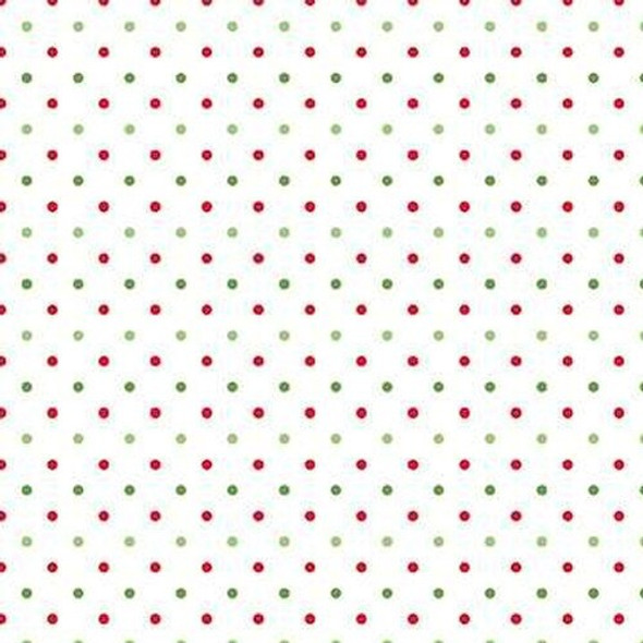 Riley Blake Swiss Dot on White -Christmas C660-CHRISTMAS Red Green Dots | SOLD BY THE HALF-YARD