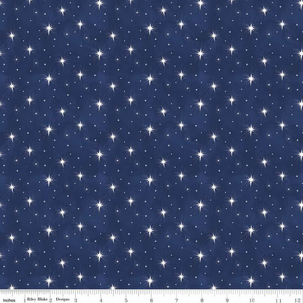 Riley Blake Come Let Us Adore Him C16314-NAVY Stars Navy | SOLD BY THE HALF-YARD