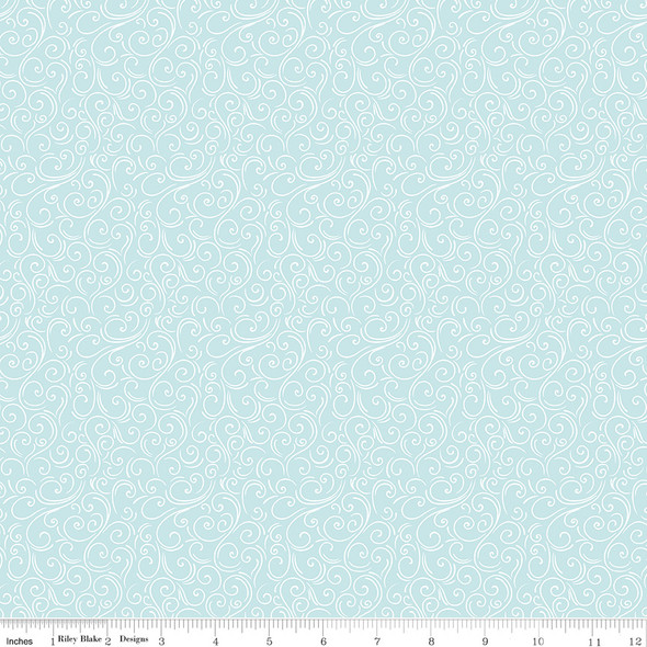 Riley Blake Winter Magic C16366-AQUA Swirls Tonal | SOLD BY THE HALF-YARD