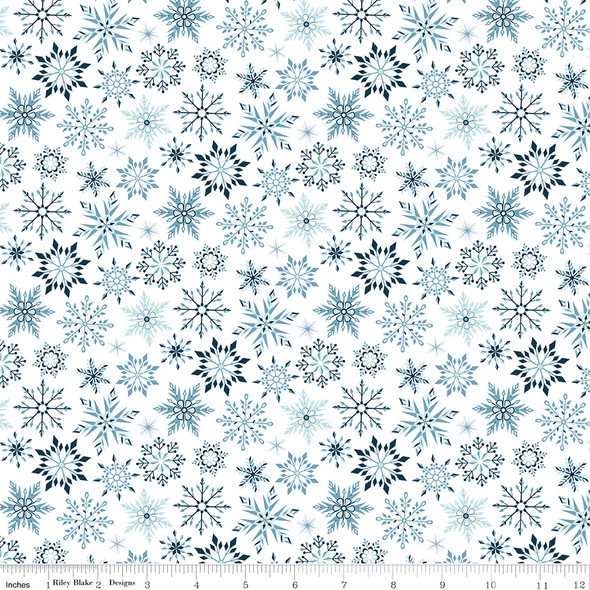 Riley Blake Winter Magic C16365-WHITE Snowflakes White | SOLD BY THE HALF-YARD