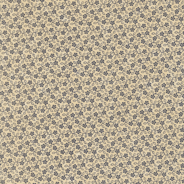 Moda Kansas Troubles Bluebirds Nest 9806 21 Tan Blue Flowering Vine Small Floral | SOLD BY THE HALF-YARD