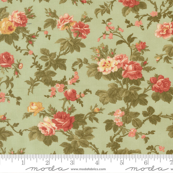 Moda Ambiance by 3 Sisters 44413 14 Mist Green Rose Garden Floral | SOLD BY THE HALF-YARD