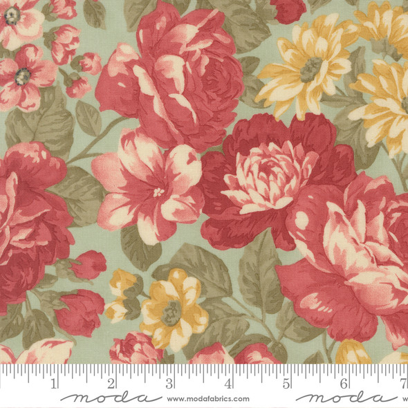 Moda Ambiance by 3 Sisters 44410 14 Mist Green Bouquets Large Floral | SOLD BY THE HALF-YARD