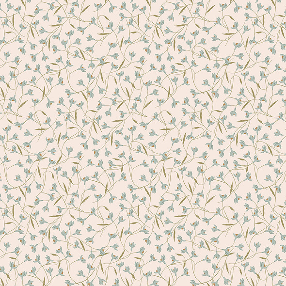 Riley Blake Threads of Grace C16822 Snow Drop Latte Floral Flowers Leaves | SOLD BY THE HALF-YARD