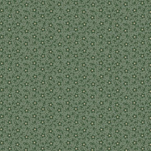 Marcus Fabrics - Grace Elizabeth by Carrie Quinn - Flower Scroll Green | SOLD BY THE HALF-YARD