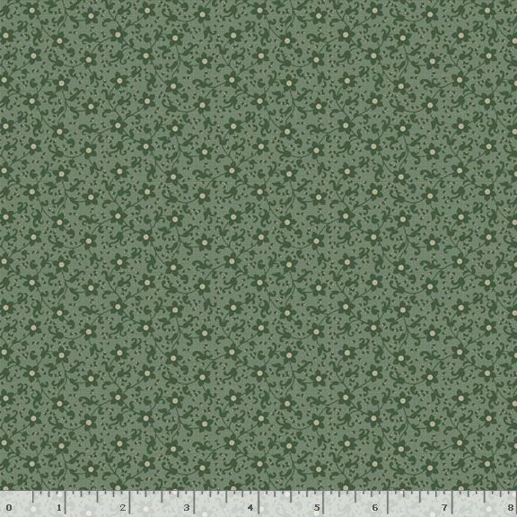 Marcus Fabrics - Grace Elizabeth by Carrie Quinn - Flower Scroll Green | SOLD BY THE HALF-YARD