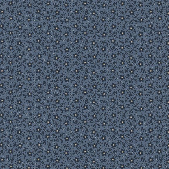 Marcus Fabrics - Grace Elizabeth by Carrie Quinn - Flower Scroll Blue | SOLD BY THE HALF-YARD