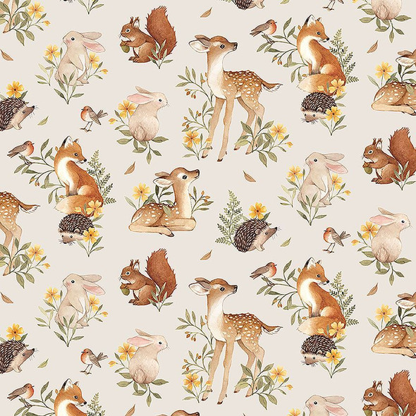 Dear Stella - Count On Me PSTELLA-DNS3312 Taupe Fawn'd Of You Baby Animals | SOLD BY THE HALF-YARD