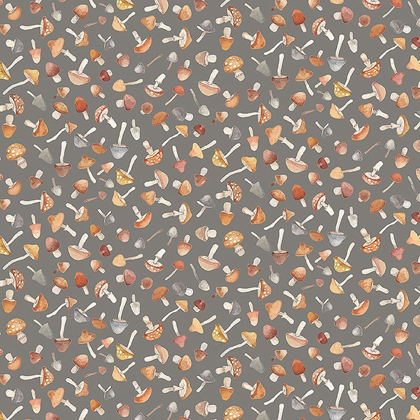 Dear Stella - Count On Me PSTELLA-DNS3314 Pewter Fungi Mushrooms | SOLD BY THE HALF-YARD