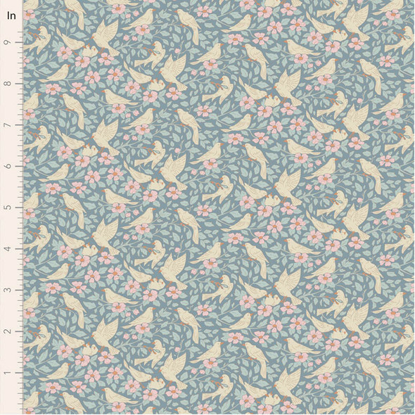 Tilda Songbird 100651 Ava Blue Songbirds Floral | SOLD BY THE HALF-YARD