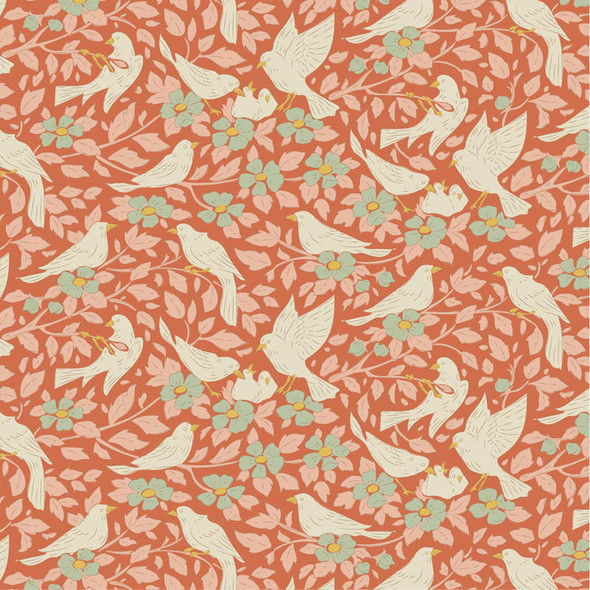 Tilda Songbird 100644 Ava Coral Floral Songbird | SOLD BY THE HALF-YARD