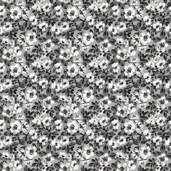 Riley Blake Ink & Ivory C16911 Gray Floral | SOLD BY THE HALF-YARD