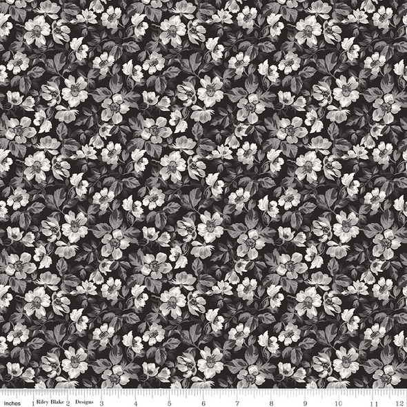Riley Blake Ink & Ivory C16911 Ink Floral | SOLD BY THE HALF-YARD