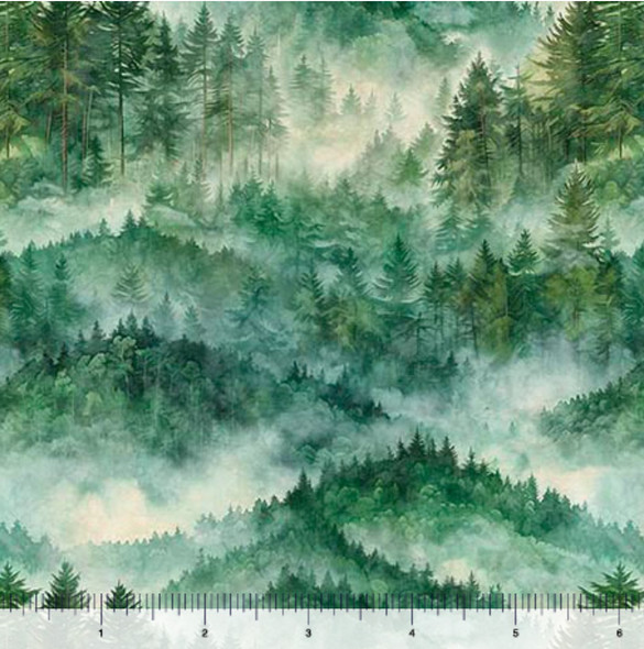 QT Fabrics Earthly Delights 31302-G Pine Mountains Green | SOLD BY THE HALF-YARD