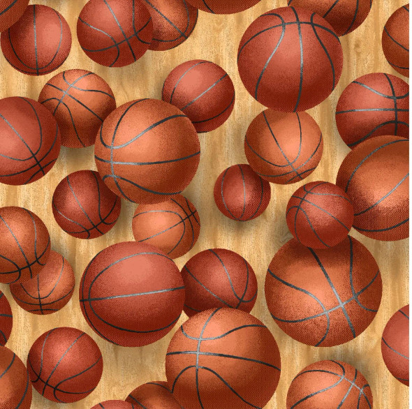 Oasis Fabrics Play Ball Basketballs OA-597761 | SOLD BY THE HALF-YARD