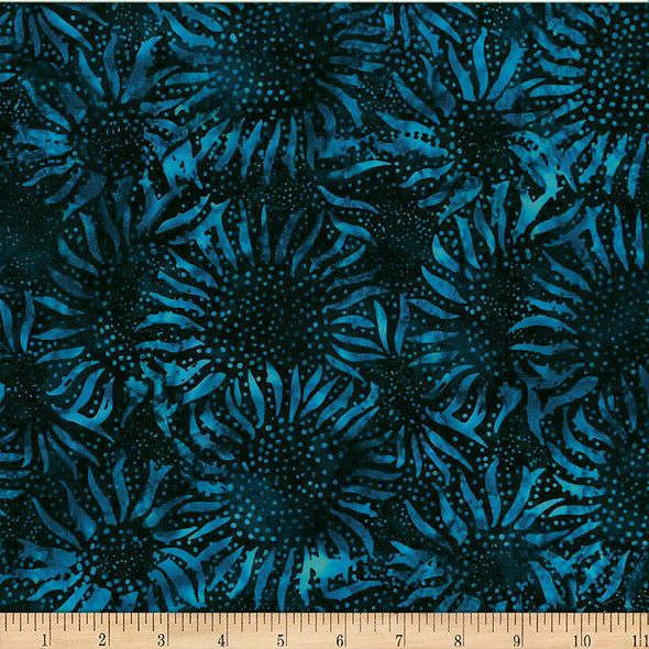Hoffman Bali Batik Bali Chop Sunflower 884-19 Navy |SOLD BY THE HALF-YARD