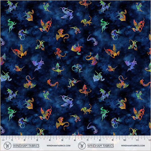 Windham Fabrics Dragon Kingdom 54808D-1 Midnight Take Flight | SOLD BY THE HALF-YARD