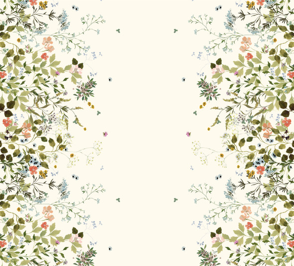 Windham Fabrics Bloomfield 54878D-17 Double Border Wild Blooms Ivory Floral | SOLD BY THE HALF-YARD