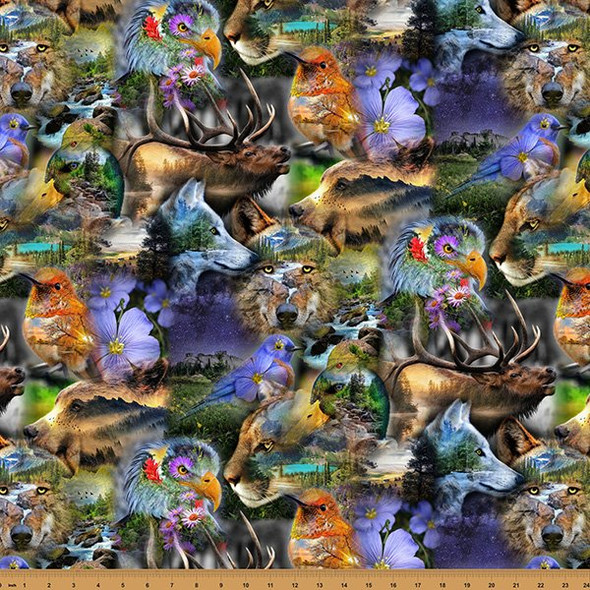 Hoffman Wild and Woven Packed Animals Vibrant C5686 170 Meadow | SOLD BY THE HALF-YARD