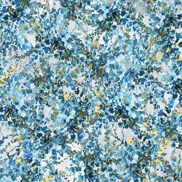 Behind Blue Eyes 8650-77 Cyan Floral Spray by Studio E | SOLD BY THE HALF-YARD