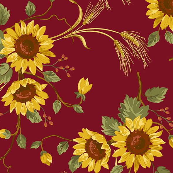 Sunflower Field A-9788-R Rust Sunflower Bouquets | Per Half Yard