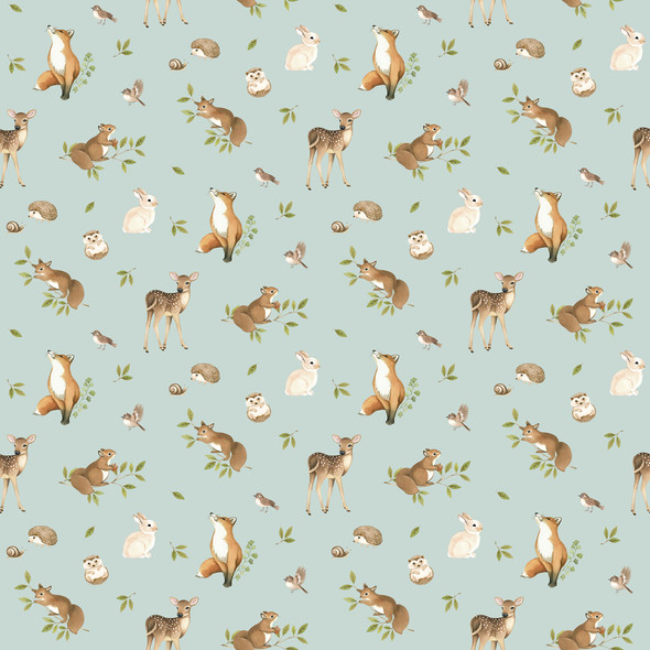 Northcott Woodland Heart DP28722-42 Animals Blue Multi | SOLD BY THE HALF-YARD