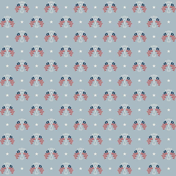 Riley Blake - Independence C17333-Blue Old Glory Blue Flags Crossed | SOLD BY THE HALF-YARD