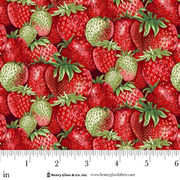 Berry Besties by Henry Glass 2260-86 Packed Strawberries | SOLD BY THE HALF-YARD